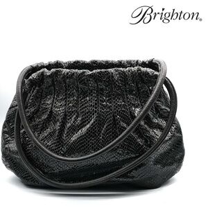 Brighton Black Leather Mock Snake Skin Shoulder Bag
